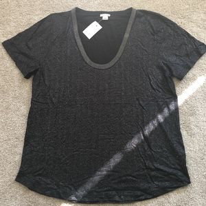 NWT J Crew Metallic Tee with Embellished Neckline